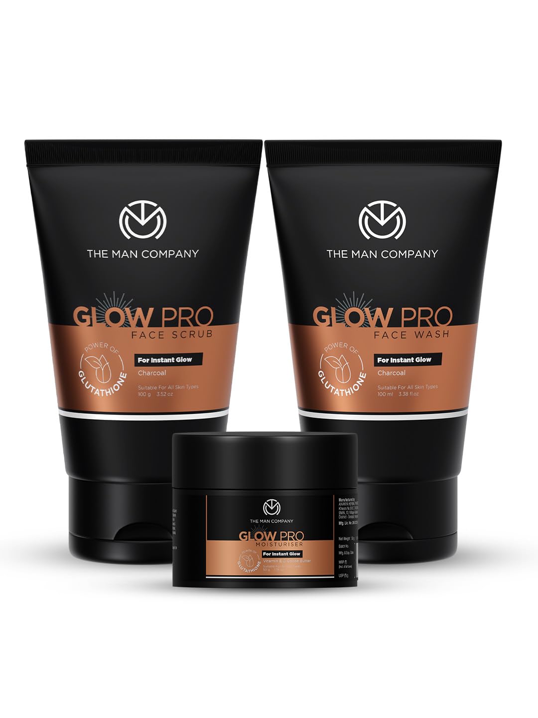 

Набор средств по уходу за лицом The Man Company Glow Pro | Средство для умывания, скраб для лица и увлажняющий крем для лица | Очищает, отшелушивает и увлажняет | Подарочный набор из 3 средств Set of 3