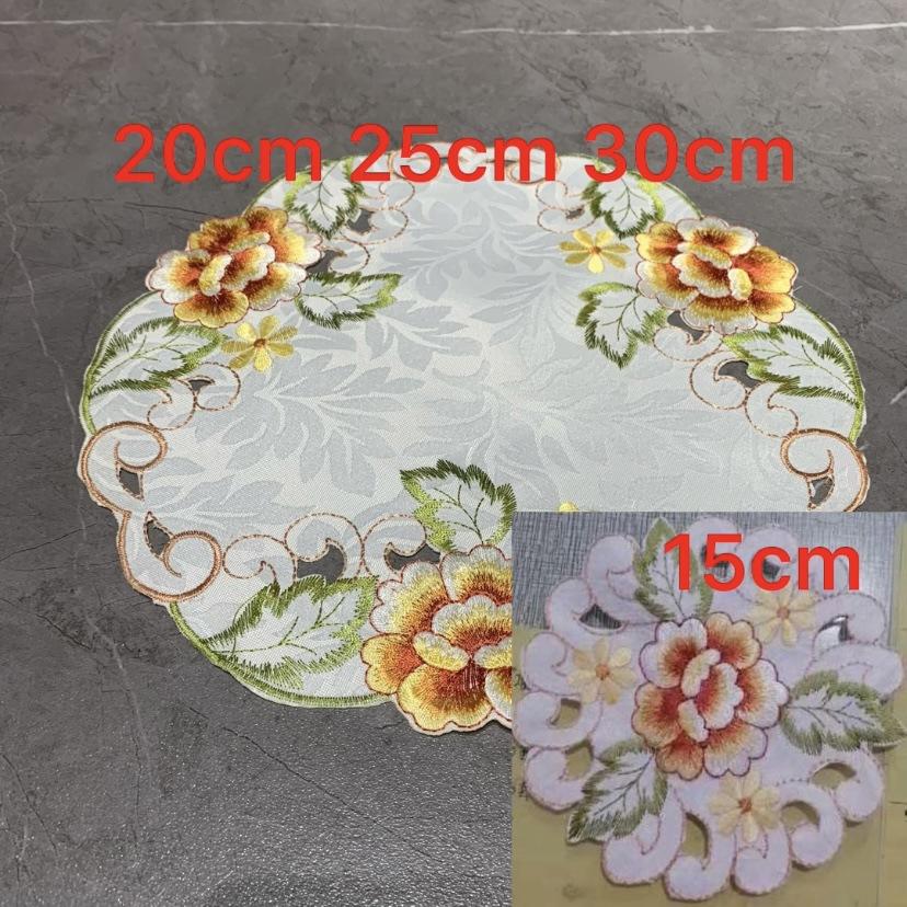 Вышитая салфетка на стол Европейская пасторальная вышитая ткань нескользящая теплоизолирующая скатерть домашний декор 15cm round оранжевый