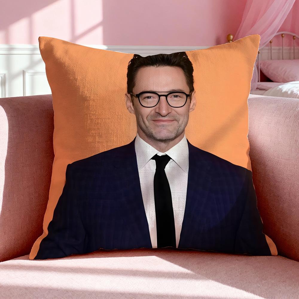 Celebrity H-Hugh Jackman Cushion Cover Breathable Linen Pillowcase Summer Odorless Eco-Friendly Invisible Zipper Washable
