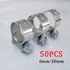 50pcs Hose Clips Pipe Clamps 6mm-20mm Hoop Clamp Hose Clamp Automotive Pipes Clip Fixed Tool Pipe Clips for Tube