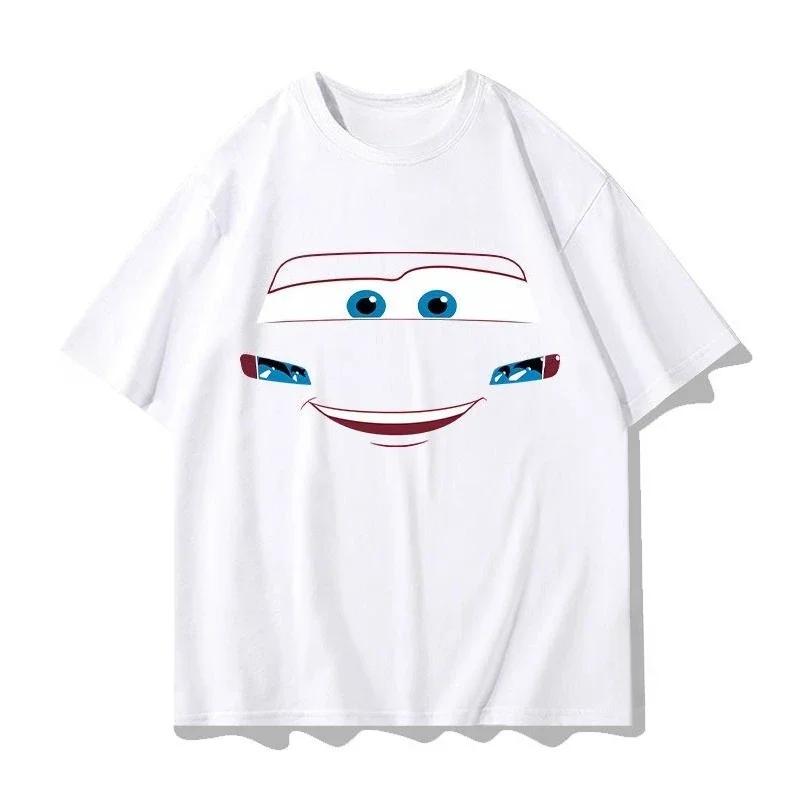 Smile Cars McQueen Unisex T-shirt Gift for Couple Cotton Tops Tees Short Sleeve Clothing Streetwear Oversized Unisex