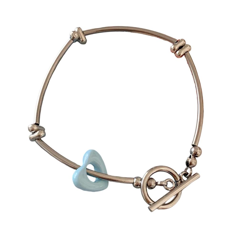 Adjustable Love Beaded Bracelet With Alloy Heart Charm And Eco Friendly Resin Beads For Women Girls Jewelry Gift