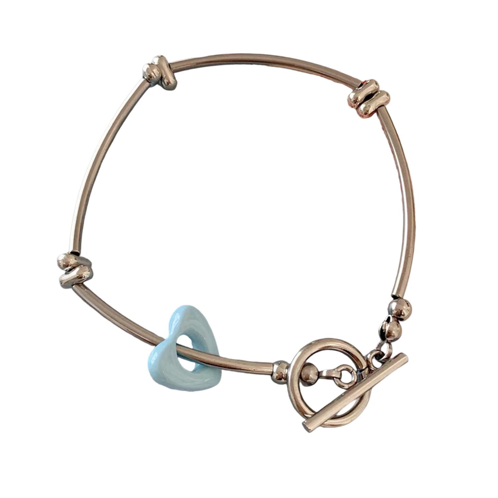 

Регулируемый браслет из бусин «Любовь» с подвеской-сердечком из сплава и экологически чистыми полимерными бусинами для женщин, девочек, ювелирный подарок синий