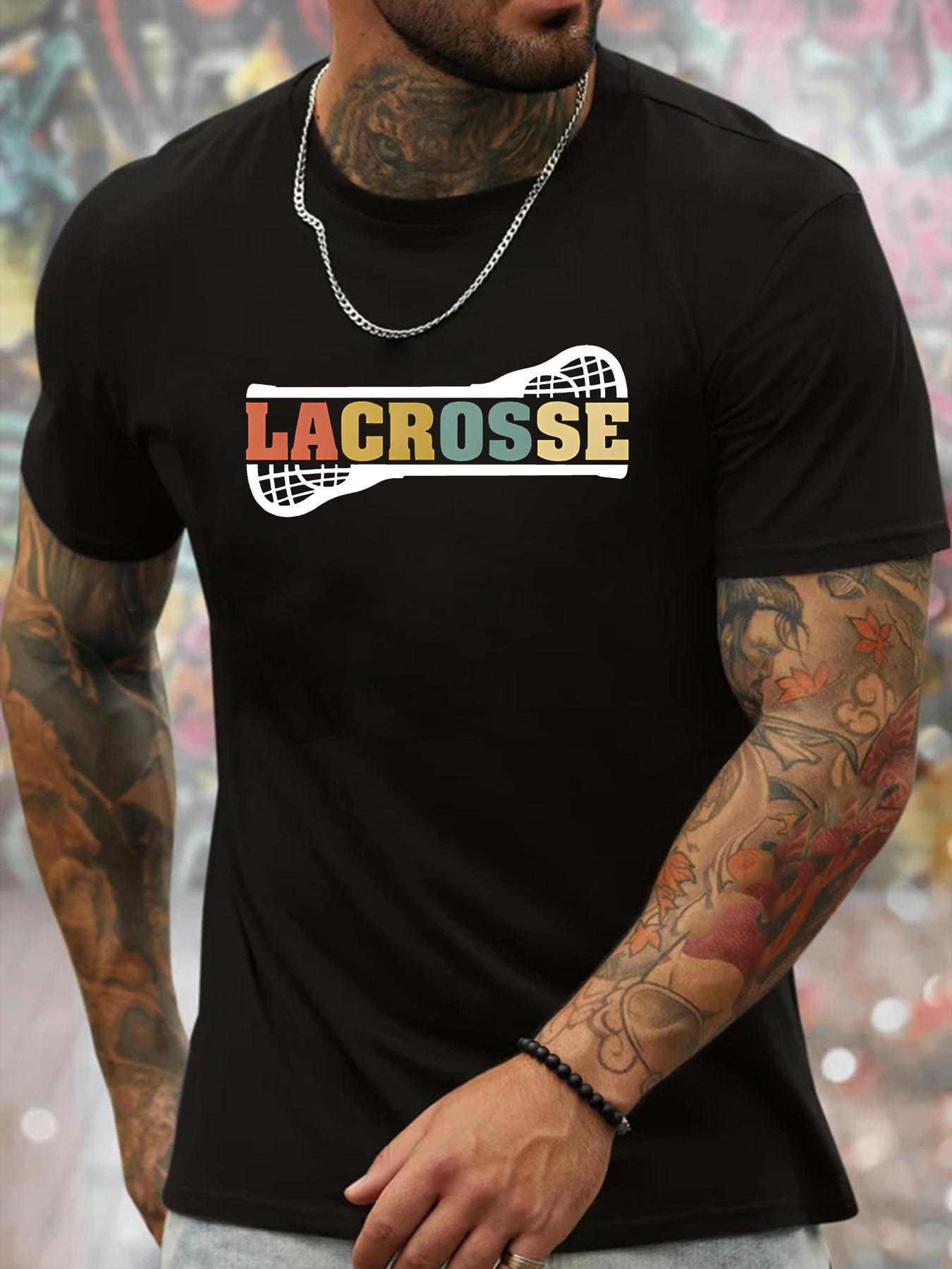 Lightweight Lacrosse Graphic T-shirt - Casual Crew Neck XXXXL