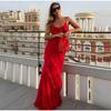 Sexy Elegante Dames Backless Mouwloze Spaghetti Bandjes Ruches Maxi Jurk voor Feest Club Zomerjurken