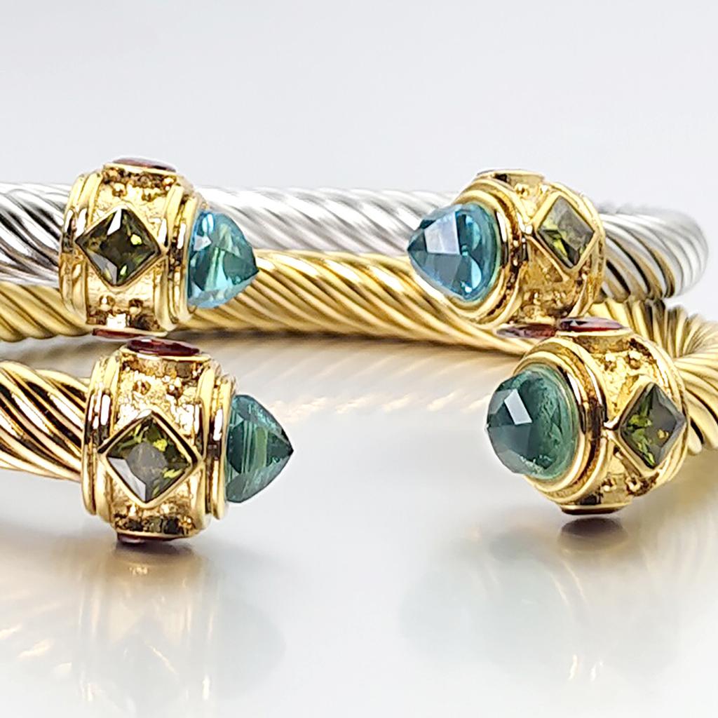 New Fashion Titanium Steel Gold Plated Bracelet Stainless Steel Zircon Open Bracelet Women's Exquisite Jewelry Gifts