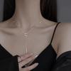 Trendy Geometric Square Tassel Long Necklace in Electroplated Sterling Silver