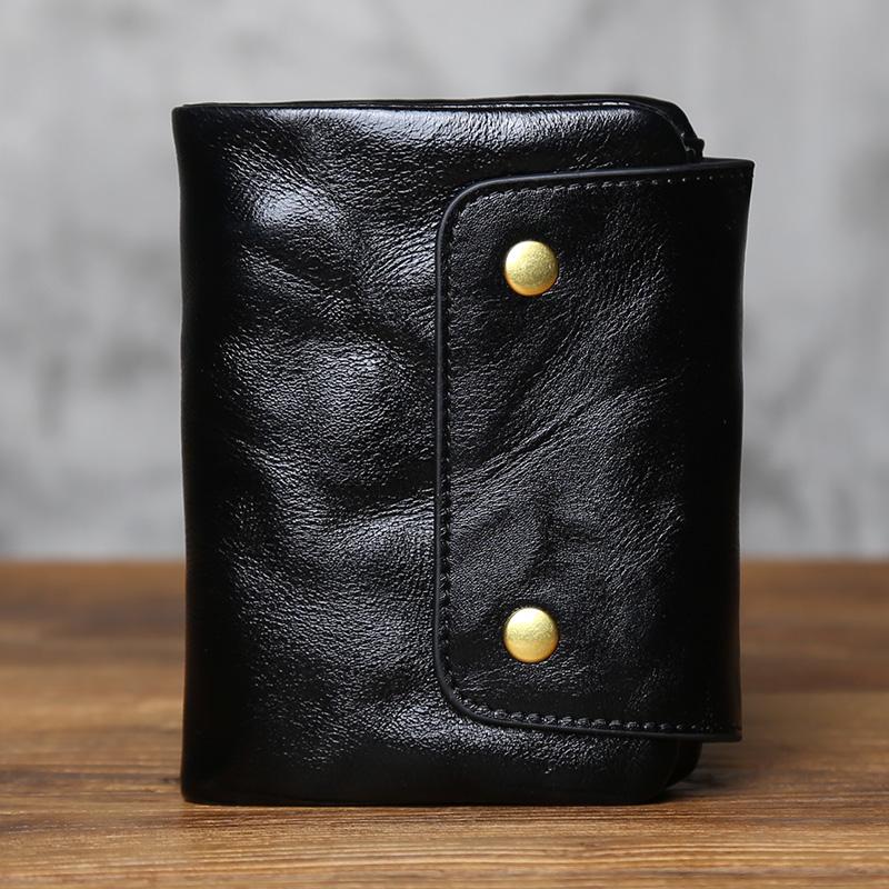 

NZPJ Vintage Top-Grain Leather Compact Wallet Genuine Men s Leather Bag Large Capacity Premium Ladies Wallet чёрный