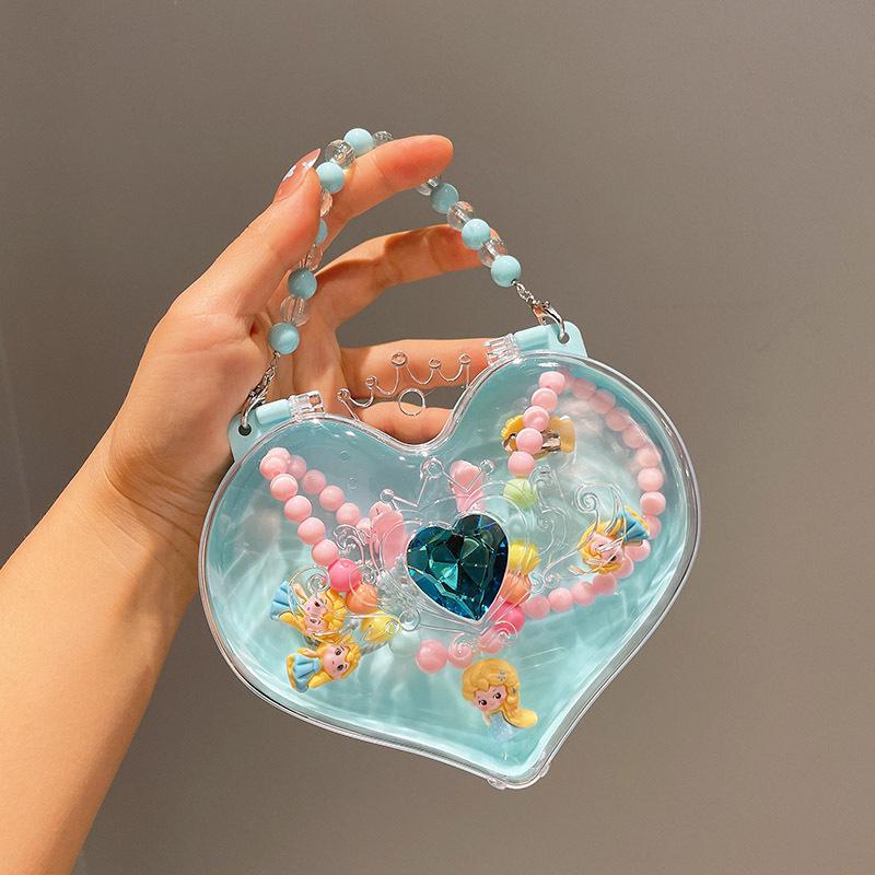 Cartoon Princess Jewelry Set: Necklace, Hair Clip & Ring for Little Girls - Perfect Birthday Gift