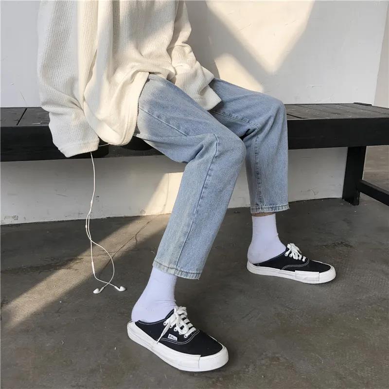 Estate Autunno Casual Pantaloni Cropped Jeans Pantaloni Larghi Dritti Uomo  acquista in modo economico — spedizione gratuita, recensioni reali con foto  — Joom