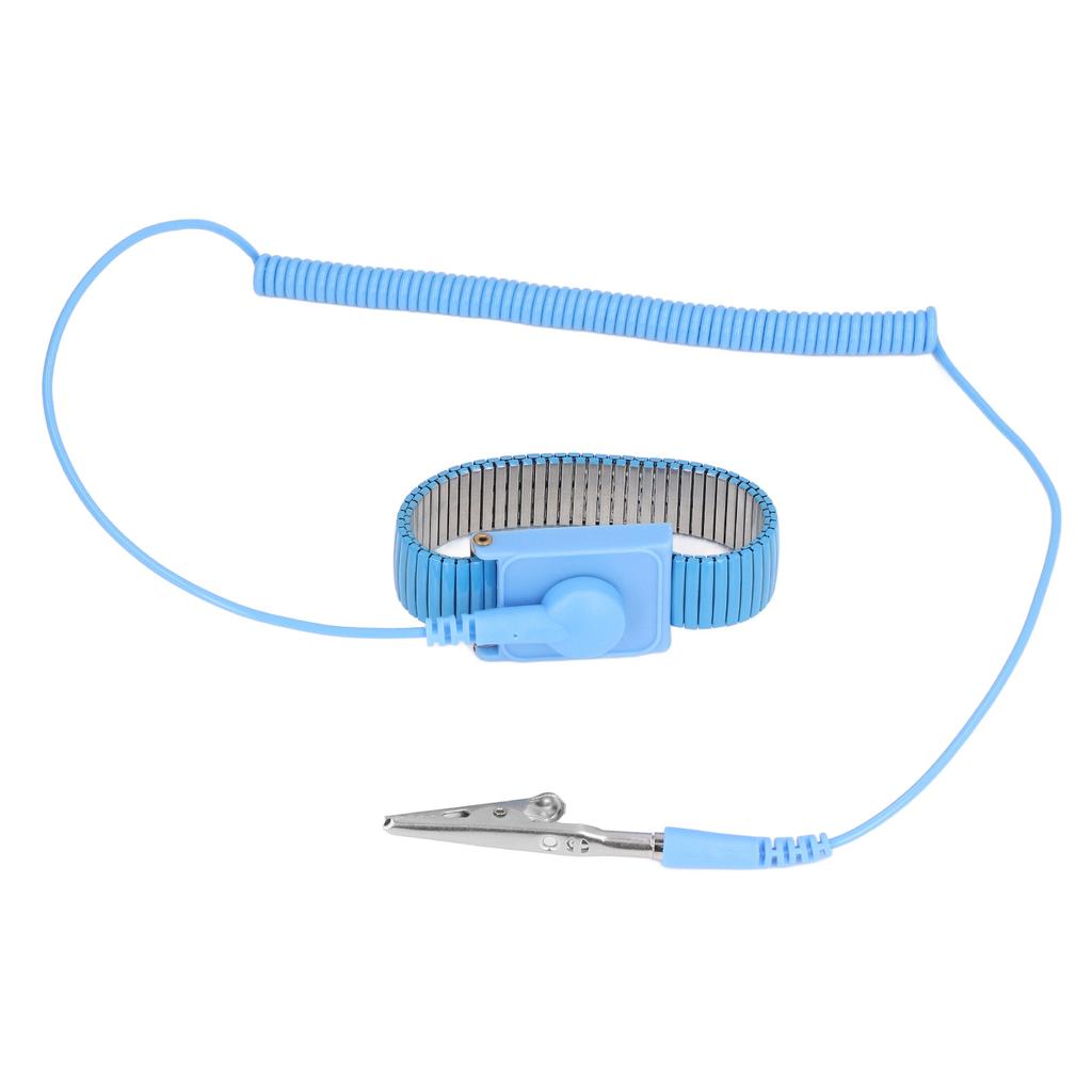 Curea de mână antistatică Brățară metalică cu împământare ESD, sârmă lungă de 1,8 m pentru brățară albastră de atelier