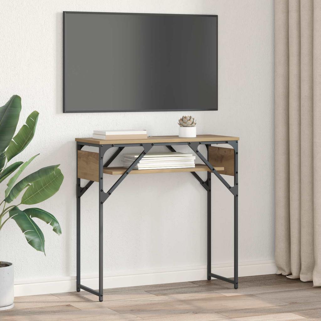 Artisan Oak Console Table 75 x 30 x 75 cm Engineered Wood