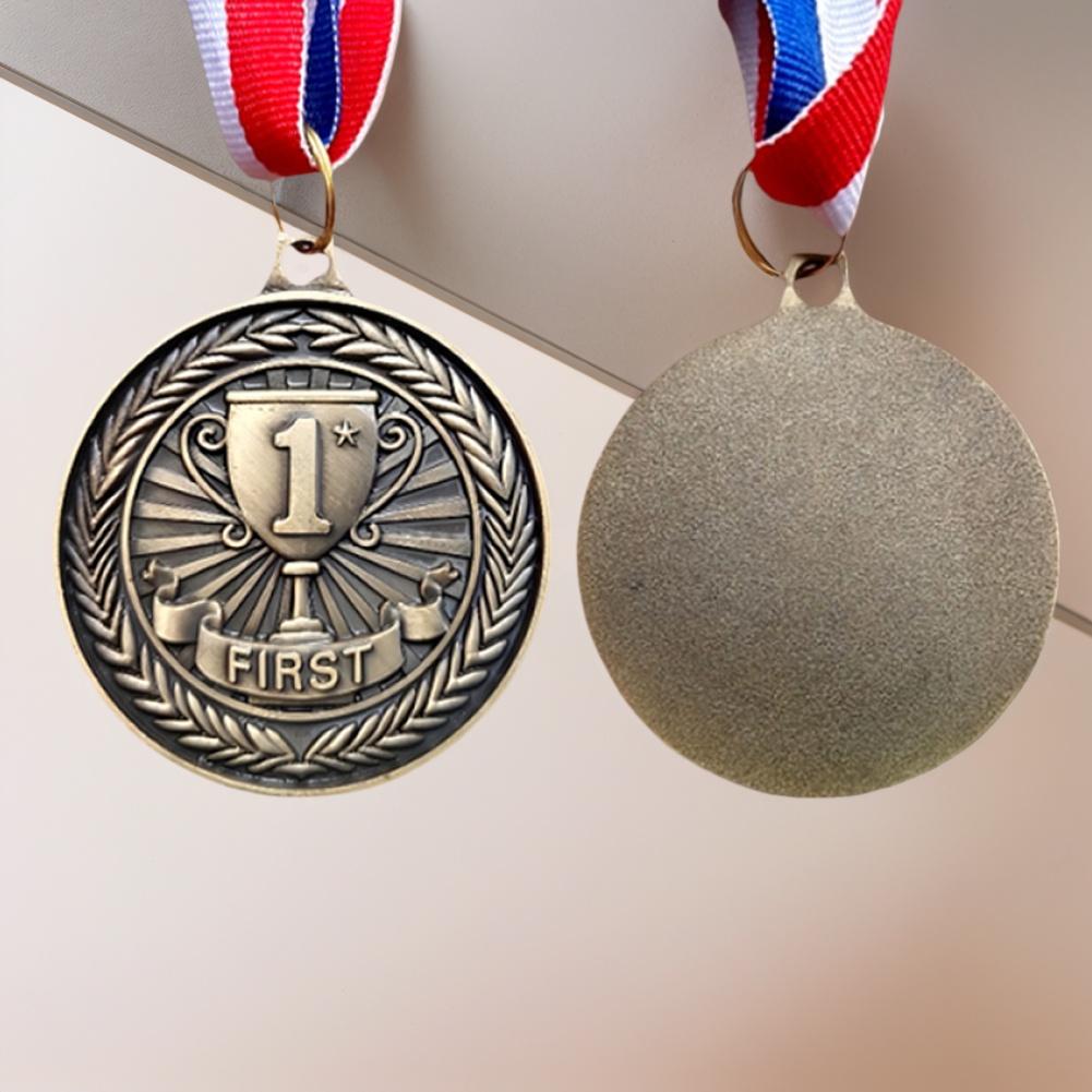 10Pcs Gold/Silver/Bronze Medal Award Medals with Neck Ribbon Sports Rewards Competition Prize Medals for Marathon Ball Games