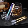Silicone Head Stainless Steel Food Ice Cube Clip Non-Slip Mini Sugar Dessert Clamp Barbecue Bread Tongs Coffee Bar Utensils