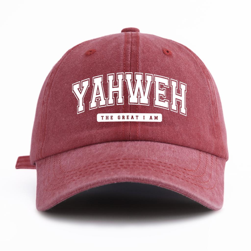 1pc YH Print Washed Baseball Cap for Adults,  Minimalist Retro Style Casual Soft Adjustable Dad Hat, Perfect As Gift