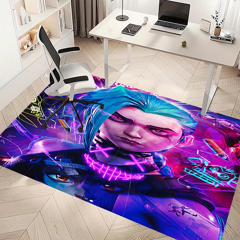 League of Legends Jinx Print Area Rug - Soft,Washable Non-Slip Indoor Mat,Living Room,Home Office Decorative Rug