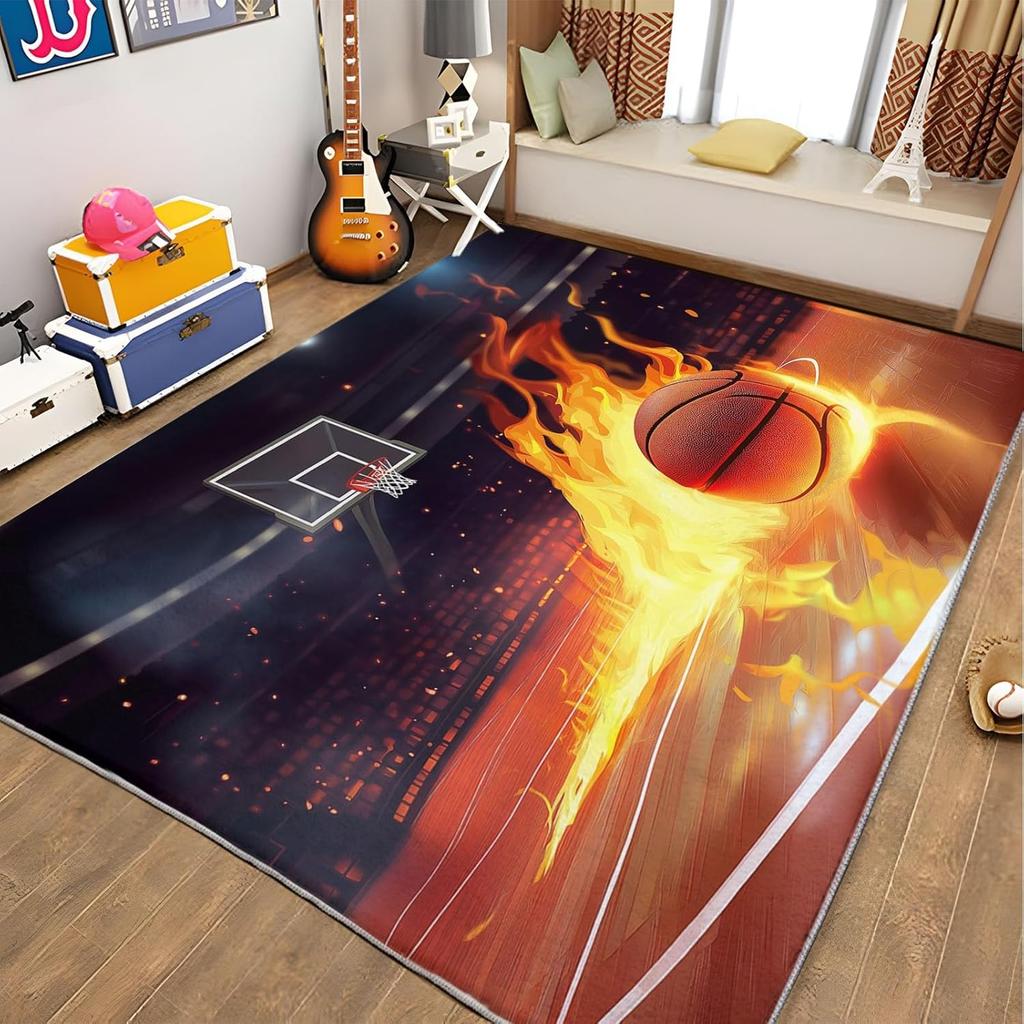 Stilvoller Teppich mit Fußballmotiv – Weiche rutschfeste Bodenmatte für Kinderzimmer & Wohnzimmer | Strapazierfähiger Spielbereichsteppich für junge Sportfans