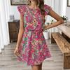 New European and American Express Summer Feifei Sleeve Printed Dress Fashion Temperament Flower