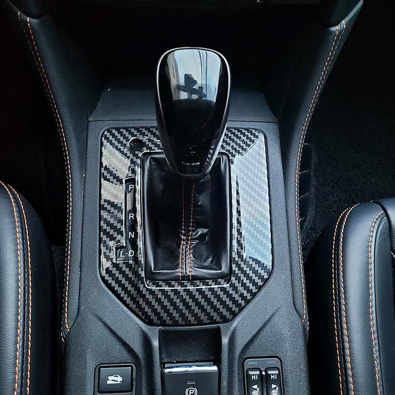 Car Interior Center Console Gear Shift Box Panel Trim Cover Carbon Fiber Style Plastic Fit for Subaru XV Crosstrek 2018- LHD
