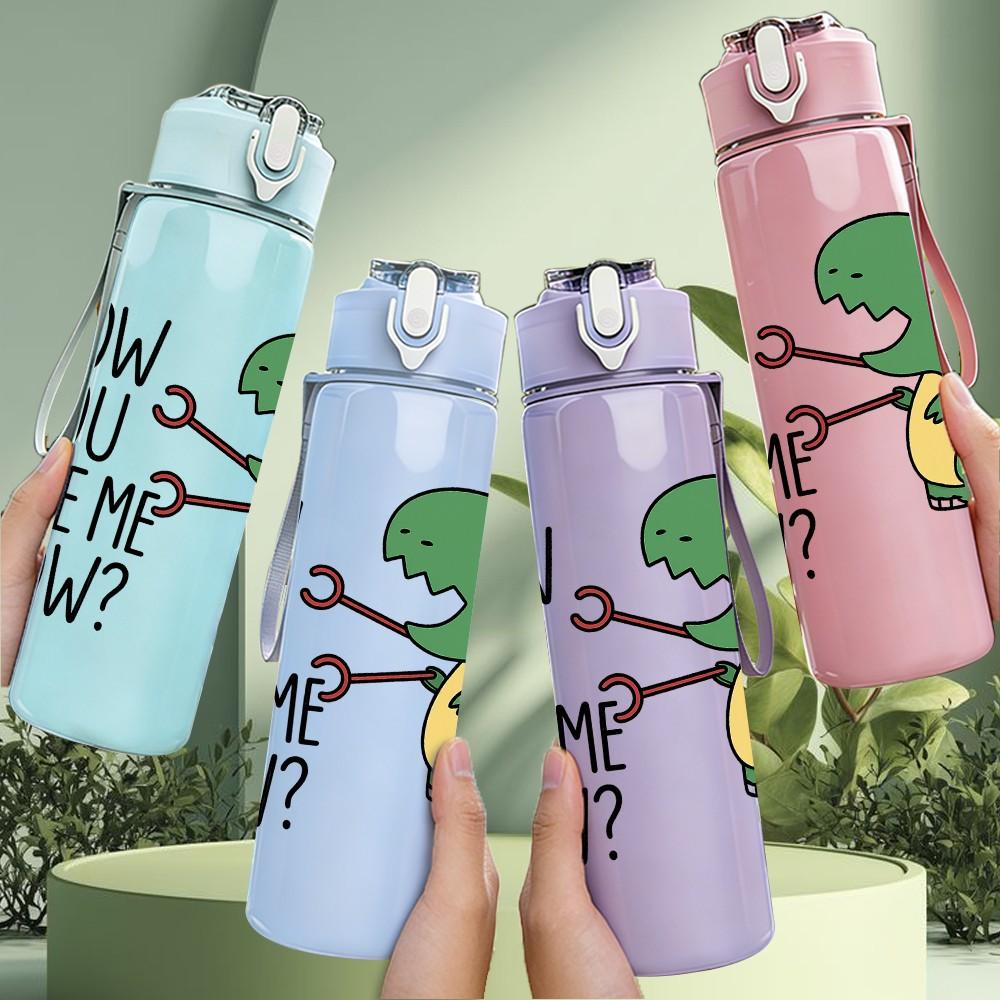 1PC How You Like Me Now Dino 750ml Color Plastic Sports Water Bottle Leakproof Flip Straw Lid Suitable for Sports Office Home Use