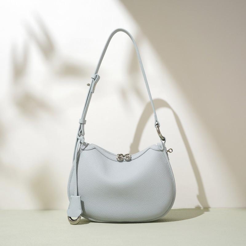 2026 Genuine Leather High-end Simple Hand-bag Cross-slung Saddle Bag Fashionable Niche Commuting Shoulder Women's