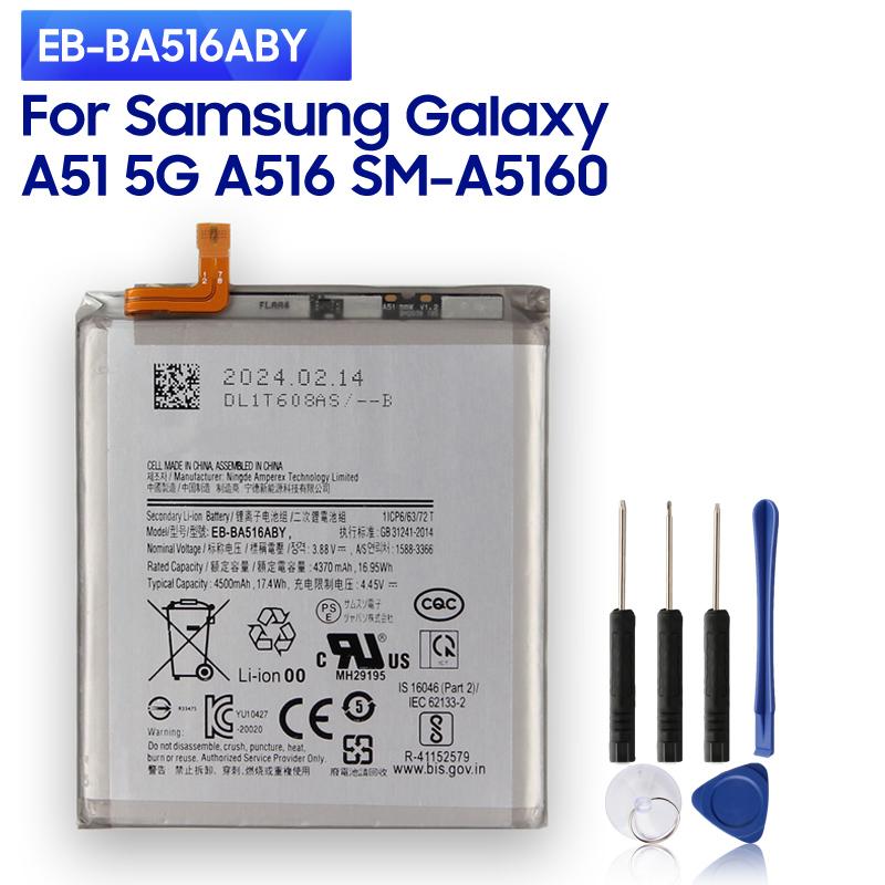 Original Replacement Phone Battery EB-BA516ABY For Samsung Galaxy A51 5G A516 SM-A5160 SM-A516F SM-A516F/DSN SM-A516N 4500mAh