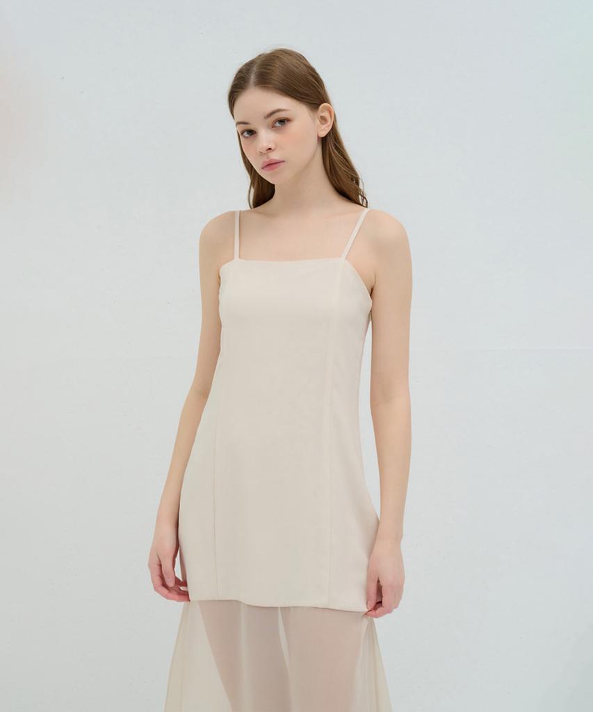 Kamino Layered Long Sleeveless Dress Cream