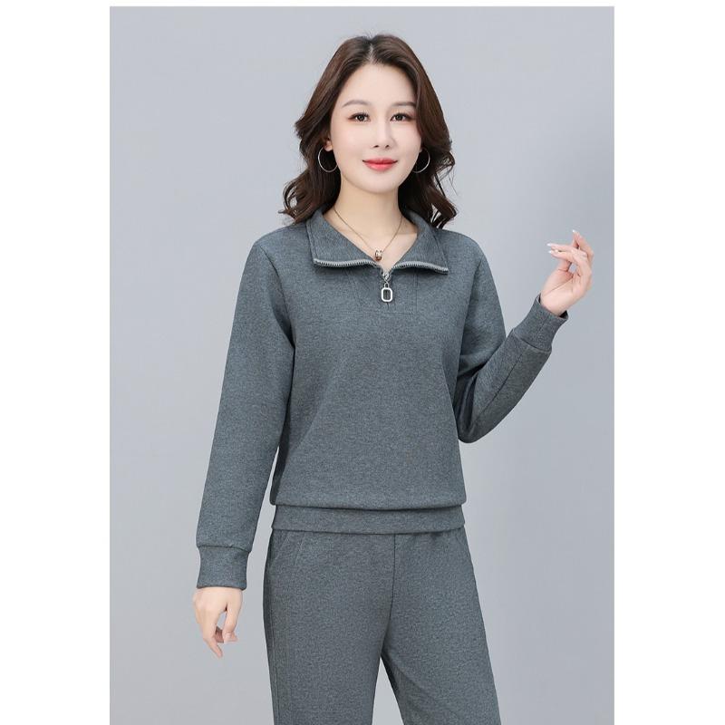 Fashion Women Sport Tracksuit Spring Autumn Half Zipper Stand Collar Casual Two Piece Set Ladies Daily Outdoor Sportswear