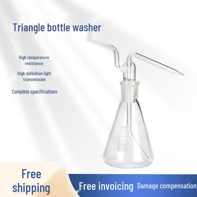 Triangular Glass Lab Gas Washing Bottle with Standard Neck 250ml Conical Head