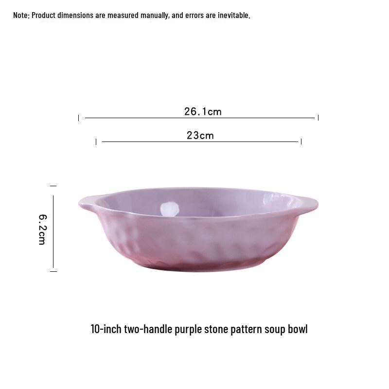 

10 Double-Handled Stone Texture Soup Tureen, Thickened & Anti-Scald, 1 Piece per Pack.