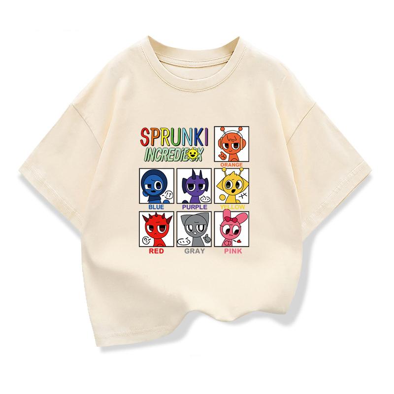 Summer Kids Game Incredibox Tshirt Cute Sprunki Cartoon Tops Baby Girls Spring O-Neck TeeChildren Short Sleeve Shirt Clothes