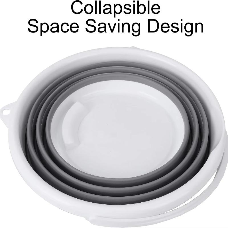 Eurow Indoor and Outdoor Collapsible Bucket with Handle, 10 Liters, 2.6 Gallons, Gray and White