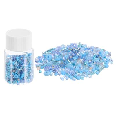 Uxcell Glass Cylindrical Round Approximately 1200 1mm DIY Accessory Handmade Light Blue Beads, Beads, Pieces, Hole, 1-4mm Diameter, Kit, Crafts,