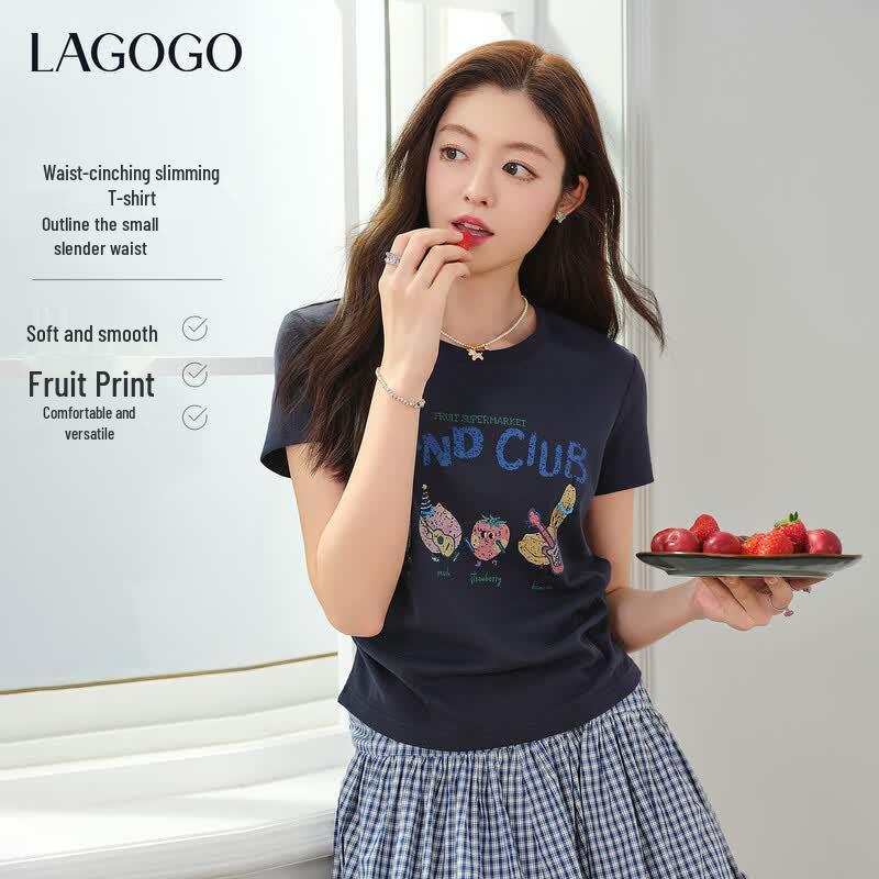 LAGOGO Women s Slim Fit Printed T-shirt L