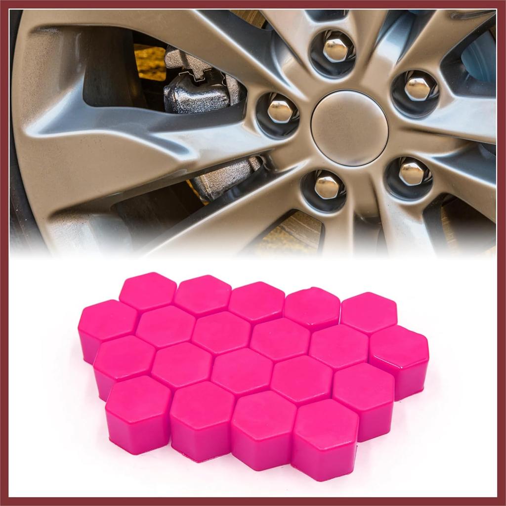 20 Pcs 19mm Pink Silicone Luminous Car Wheel Tyre Hub Screw Bolt Nut Cap Covers Replace Parts
