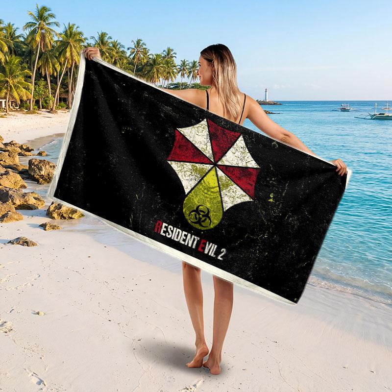 Large Beach TowelResident Evil Soft Absorbent Towel Beach Bath Home Use