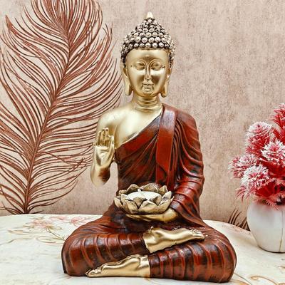 Buddha Statue Showpiece Idol with Tealight for Home Decor & Living Room Unique Showpieces 1 Pic
