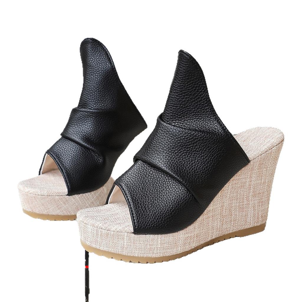 Foreign trade large size sandals 2025 new thick-soled wedge heel women's shoes 4Sandals2025wish spot