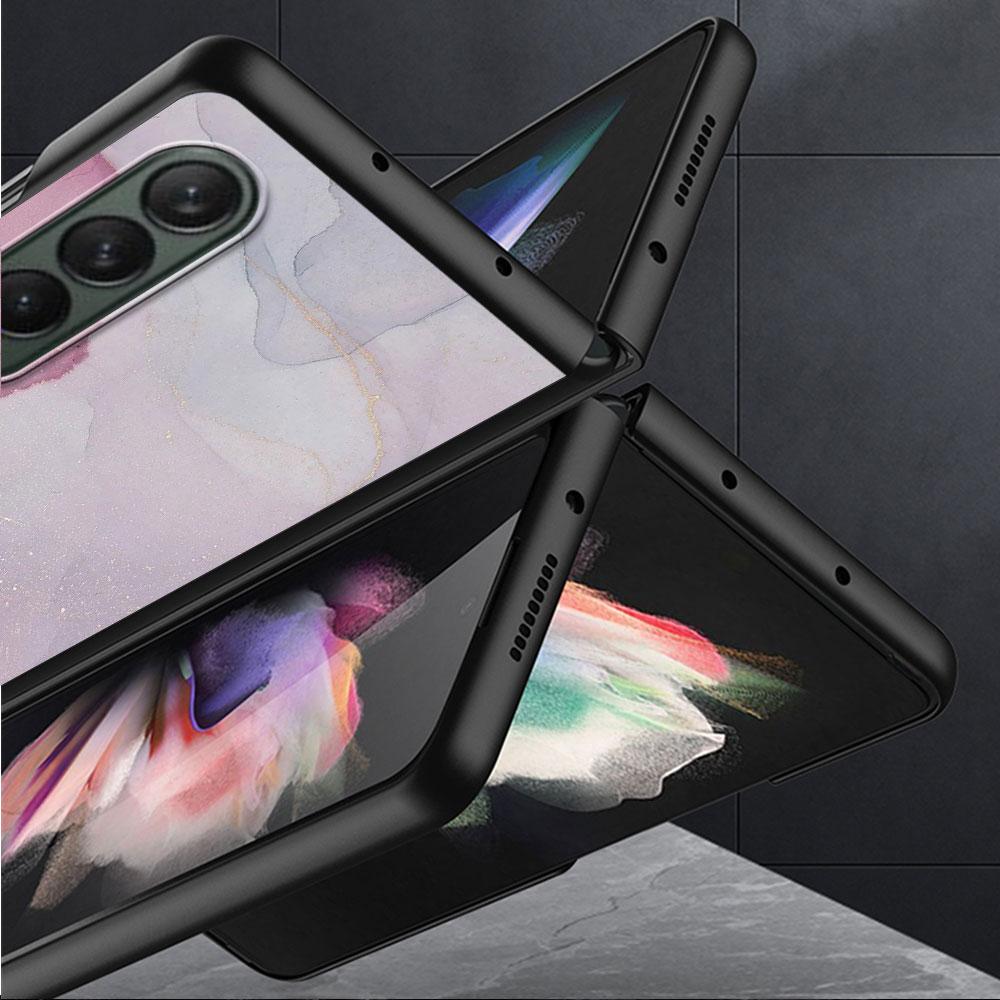for Samsung Galaxy ZFold4 Z Fold4 Z Fold5 5G Z Fold3 Hard PC Shockproof Cases Cover Granite Marble Back
