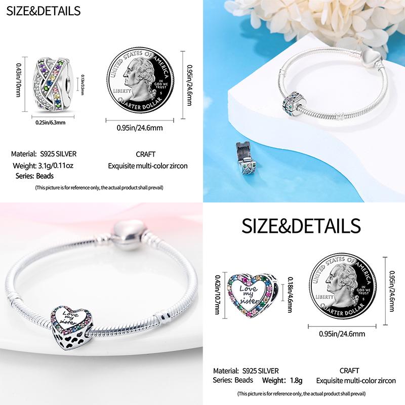 S925 Silver Butterfly Kitten Dog Claw Colorful Zircon Interval Charms Beads Fit Pan Bracelets DIY Jewelry