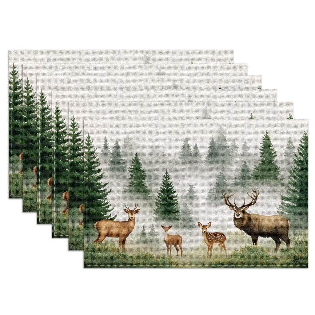 Spring Vintage Bird Placemats Set of 6, Chinoiserie Flower Linen Place Mat Washable Stain Resistant Table Mats for Farmhouse Kitchen 12x18 Inch