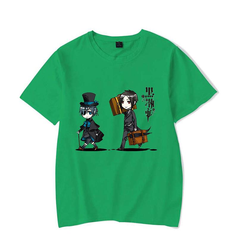 New Anime Black Butler Sebastian Michaelis Ciel Phantomhive Cartoon Print Short Sleeves Jesus Round Neck Men Woman T-Shirt
