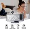 Radio LED Digital Smart Alarm Clock USB Powered Desktop Wake Up Clock with 180 Degree Time Projector Display for Home Bedroom