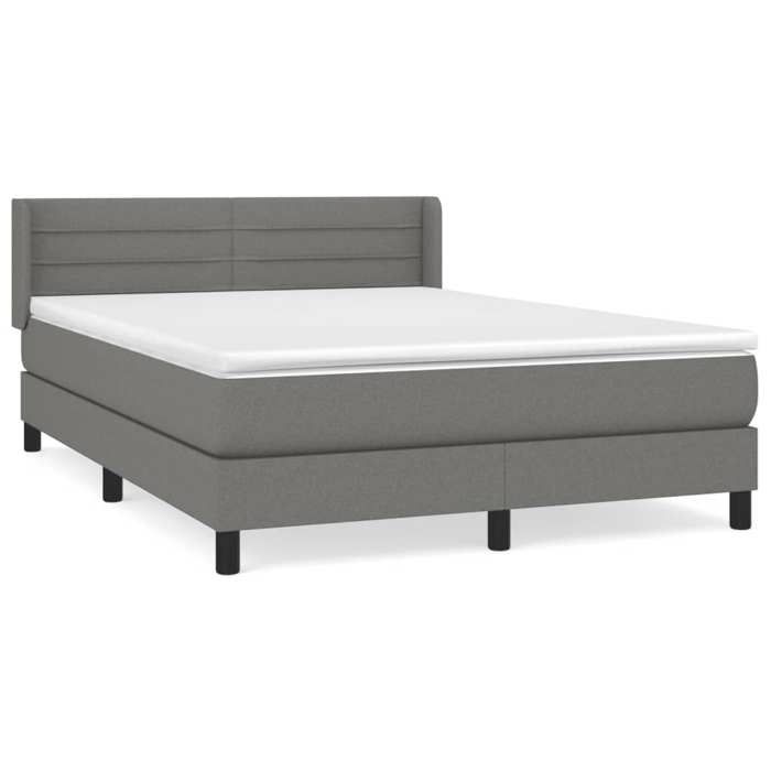 3129794 vidaXL Divan Bed with Mattress Dark Grey 140x200cm Fabric