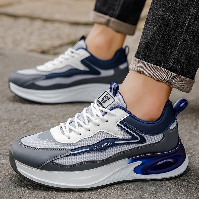 Trendy sports shoes men's thick-soled breathable mesh shoes spring and autumn new students outdoor running trendy shoes men's shoes