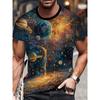 3D Print Men's Galaxy Planet Cosmos Pattern T Shirt Summer Crew Neck Short Sleeve T-Shirt Clothes Tshirts