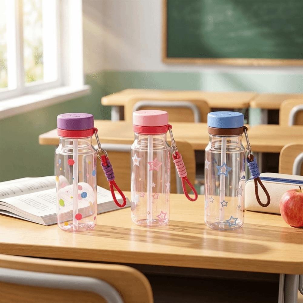 Star Pattern Plastic Water Bottle Transparent Portable Sports Kettle Cold Drink Cup  Travel
