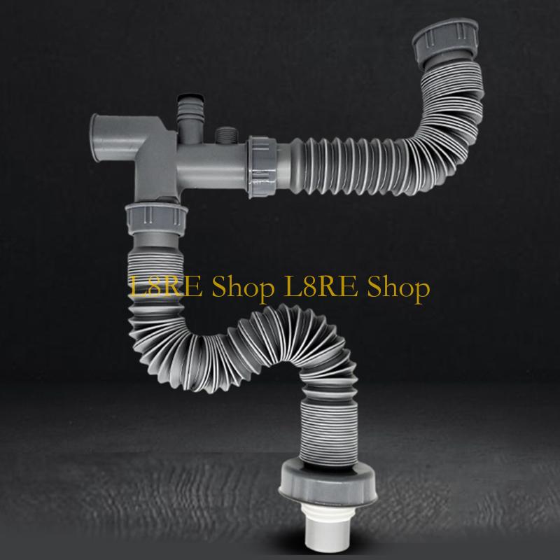 L8RE Flexible Sink Drain Pipe with Adapter Expandable Drain Tubing Pipe for Kitchen Sink Drain & Garbage Disposal
