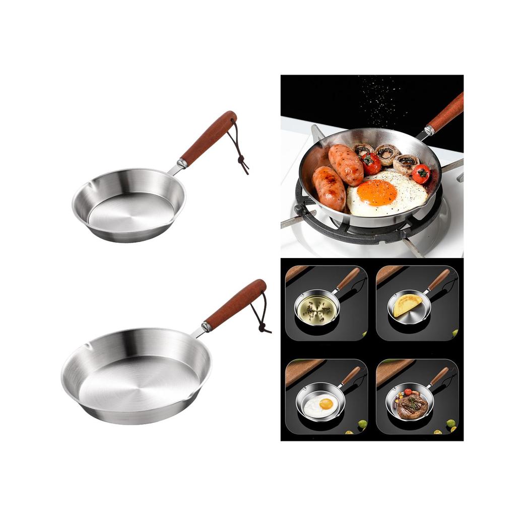 Stainless Steel Frying Pan Kitchen Cookware Ergonomic Handle Cooking Pan Egg Frying Pan Nonstick for All Stovetops Travel Rvs