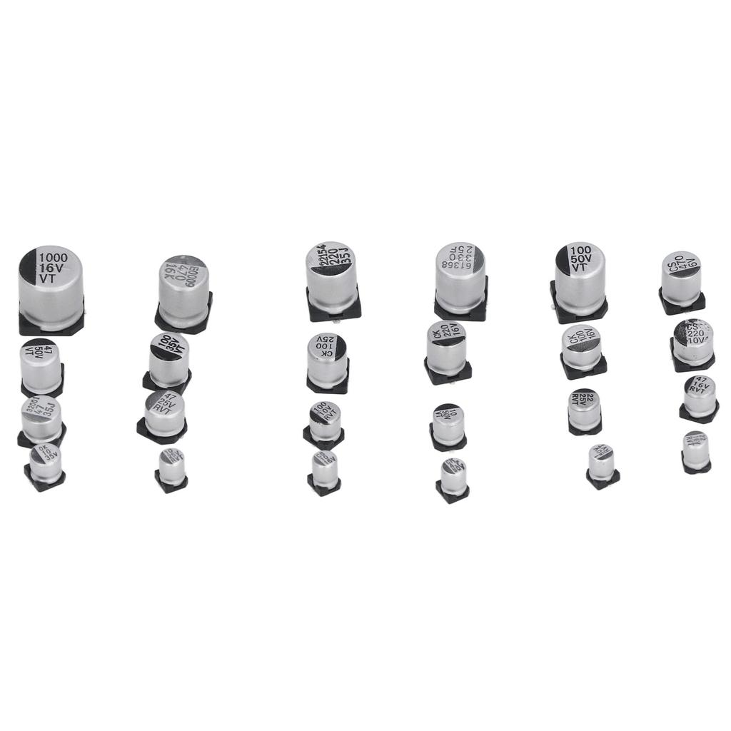 400Pcs 24 Values Electrolytic Capacitor Black SMD Aluminum Electrolytic Capacitors Assortment Kit